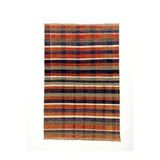 Grand Hedef Halı Kiremit Mavi Renk Kareli Desen El Dokuma Vintage Kilim Sarı