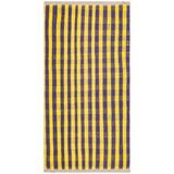 Grand Hedef Halı Mavi Rengi Kareli Desen El Dokuma Vintage Kilim Kırmızı
