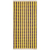 Grand Hedef Halı Sari Mor Rengi Kareli Desen El Dokuma Vintage Kilim Sarı