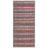 Grand Hedef Halı Turuncu Gri Rengi Çizgili Desen El Dokuma Vintage Kilim Kırmızı