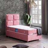 Grand Tek Kişilik Baza Başlık Ortho Soft Yatak Seti - Pembe