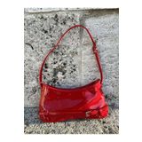 Grandcollection Kırmızı Renk Pinterest Rugan Parlak Kumaş Kadın Baget Omuz Çanta