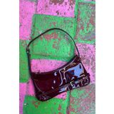 Grandcollection Mila Model Bordo Renk Rugan Kadın Kemerli Mini Baget Çanta