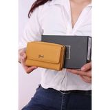 Grande 2754 Siyah Detay Deri Kadın Cüzdan Kartlık Clutch - Sarı