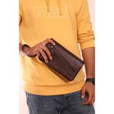 Grande 4272 Hakiki Yüzde Yüz Deri El Çantası El Pörtföyü Clutch Çanta - Kahverengi