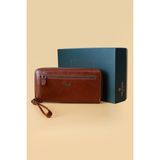 Grande 4274 Hakiki Yüzde Yüz Deri El Çantası El Pörtföyü Clutch Çanta - Taba