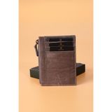 grande 853 Unisex hakiki deri slim kartlık CRAZY GRİ