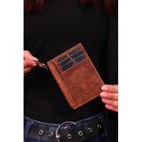 grande 853 Unisex hakiki deri slim kartlık CRAZY KAHVERENGİ