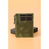 Grande 853 Unisex hakiki deri slim kartlık Crazy Yeşil