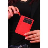 Grande 853 Unisex hakiki deri slim kartlık KIRMIZI