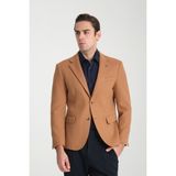 Grande Erkek Camel Kaşe Kumaşlı Mono Yaka Slim Fit Blazer Ceket - 52