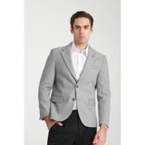 Grande Erkek Gri Kaşe Kumaşlı Mono Yaka Slim Fit Blazer Ceket - 58