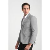Grande Erkek Gri Kaşe Kumaşlı Mono Yaka Slim Fit Spor Blazer Ceket Gri 56