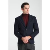 Grande Erkek Lacivert Kaşe Kumaşlı Mono Yakaslim Fit Blazer Ceket - 56