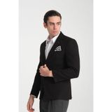 Grande Erkek Siyah Kaşe Kumaşlı Mono Yaka Slim Fit Spor Blazer Ceket Siyah 56