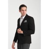 Grande Erkek Siyah Kaşe Kumaşlı Mono Yakaslim Fit Blazer Ceket - 50