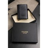 Grande Style 0725 Hakiki Deri Mekanizmalı Kartlık SİYAH