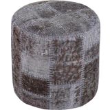Grandhedef Halı Gerçek El Dokuma Gri Rengi Patchwork Puf