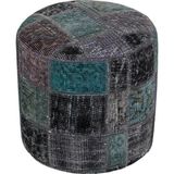 Grandhedef Halı Koyu Gri Turkuvaz Rengi El Dokuma Patchwork Puf