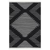 Grandhedefhalı Arya Siyah Yıkanabilir Çift Taraflı Modern Desenli Dokuma Kilim Siyah 80 x 150 halıNM204