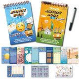 GRANDLMOON 2'li Paket Yeniden Kullanılabilir 32 Aktivite Oyun Paspasları Pedleri Kuru Silme İşaretleyicili Seyahat Oyuncak ve Öğrenme Aracı olarak 6-12 Yaş için (9 "X 6")