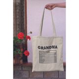 Grandma Nutrition Facts Babaanne Anneanne Hediyelik Baskılı %100 Pamuklu Ham Bez Bej Çanta