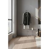 Grandmix Duvara Dayalı Tek Ayaklı Metal Elbise Askılığı Kıyafet Askı Standı Portatif 140X30 cm - Gümüş