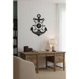Grandmix Kişiye Özel İsimli Metal Çapa Dümen Duvar Saati 60x46 cm Dekoratif Sessiz Kaptan Saati