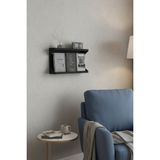 Grandmix Metal Duvar Kitaplığı Dergi ve Tablet Standı Fonksiyonel Dekoratif Raf - Siyah
