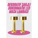 Grandor Altın Rengi Masa ve Gece Lambası Dokunmatik Şarjlı Masa Lambası