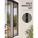 Grandor Otomatik Kapanan Mıknatıslı Sineklik Kapı Filesi Pratik Geçişli Siyah Model - Renkli