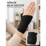 Grandor Siyah El Bilek Desteği Cırtlı Ayarlanabilir Başparmak Geçişli Bileklik Spor Bandajı - Renkli - Standart
