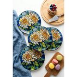 Grandora Krizantem Çiçek Desenli (6 Adet, 20 Cm) Pasta, Tatlı, Kahvaltı Tabağı Seti - Dayanıklı & Şık Sunum - Krizantem Çiçek Desenli - 20 CM - Çok Renkli