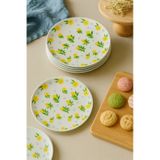 Grandora Limon Desenli 6'lı Pasta Sunum Tabağı 20 Cm Minimal & Şık Sofra Ürünü Pasta Ve Tatlı Tabağı Sarı