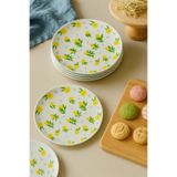 grandora Limon Desenli 6'lı Pasta Sunum Tabağı (20 CM) – Minimal & Şık Sofra Ürünü Pasta ve Tatlı Tabağı