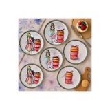 Grandora Macaron & Moda Figürlü Renkli 6'lı Pasta Veya Tatlı Tabak Seti (20 Cm) Tatlı, Kek Veya Servis Tabağı