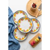 Grandora Modern Çiçek Desenli 6’lı 20 cm Pasta, Tatlı, Kahvaltı Tabağı Seti - Kahvaltı, Sunum, Ikram Tabak