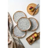 grandora Modern Gri Desenli (6 Adet, 20 cm) Pasta, Tatlı veya Kahvaltı Sunum Tabağı