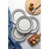 grandora Modern Siyah Beyaz Desenli Servis Tabağı (6 Adet, 27 CM) Pasta, Tatlı veya Kahvaltı Tabağı Seti