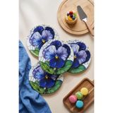 grandora Mor Çiçek Desenli (6 Adet 20 CM) Pasta veya Tatlı Tabağı Modern Şık Sunum Tabağı