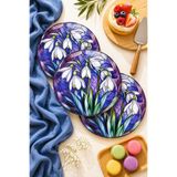 grandora Mor Kardelen Desenli 6'lı 27 CM Servis ve Kahvaltı Tabağı Seti - Servis, Kahvaltı, Sunum Tabak