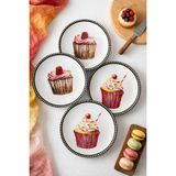 grandora Pasta Tabağı Cupcake Desenli (6 Adet, 20 CM) – Pasta, Tatlı Sunum Tabağı Seti, Doğum Günü Tabağı
