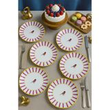 grandora Pembe Çizgili, Kuş Desenli Servis Tabağı Seti (6 AD, 27 CM) – Modern ve Şık Sunum Tabak