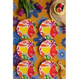 grandora Renkli Tropikal Desenli 6'lı Pasta Tabağı Seti (20 CM) - Modern Pasta, Tatlı ve Sunum Tabağı