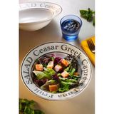 grandora Şık Makarna ve Salata Tabağı - Caesar, Greek, Caprese Tasarımlı Büyük Çukur Tabak (26 CM)