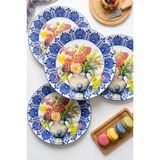 Grandora Vazo ve Renkli Çiçek Desenli (6 Adet, 20 Cm) Pasta, Tatlı, Kahvaltı Tabağı Seti - Pasta Sunum Tabakları