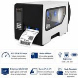 Grandstarr Wp-S1 4” Termal Transfer Endüstriyel Etiket Yazıcı - Dahili Sarıcı ve Sıyırıcı - Gri