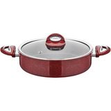 Granit Basık Tencere, 26 Cm, 3.4 Mm, Yapışmaz Petek Doku, Cam Kapak