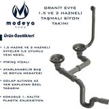 Granit Evye 1.5 ve 2 Hazneli Taşmalı Sifon Takımı