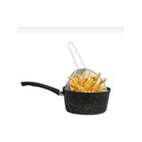Granit Kaplama Yağ Sıçratmaz Fritöz ve Kızartma Teli, Dayanıklı Metal, Kolay Temizlenebilir, Mutfak İçin
